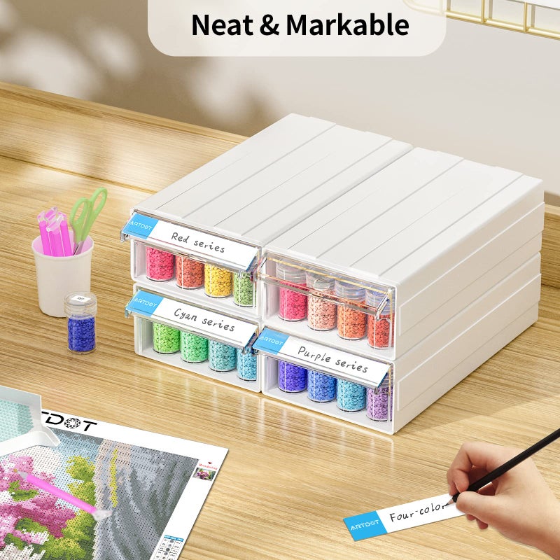 ARTDOT 4-Pack Interlocking Storage Containers for Diamond Art Kits for Adults, 128 Slots Storage Box for Diamond Painting Accessories and Tools - Image 3