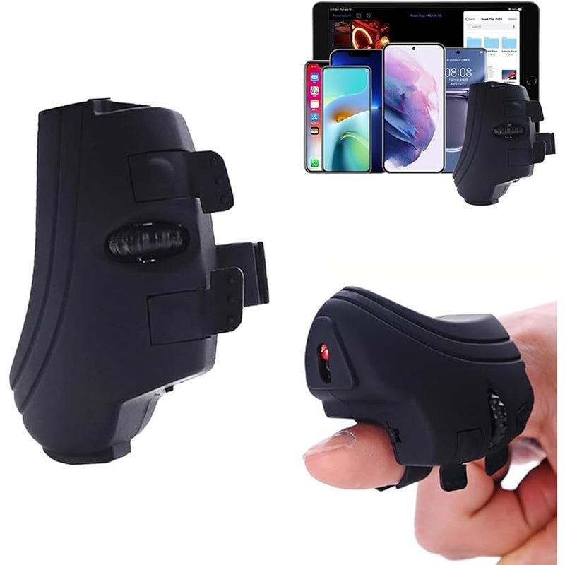 Bluetooth Finger Mouse, Portable Handheld Ergonomic Rechargeable Wearable Personalized Creative Wireless Lazy Finger Bluetooth Mini Mouse for Laptop Tablet Computer (Black) - Image 1