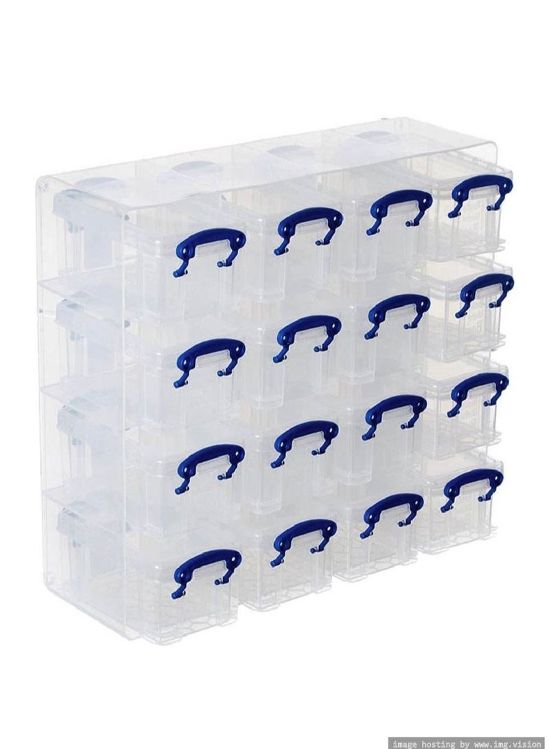 Really Useful Box Organizer – 16 x 0.14L Mini Clear Storage Boxes in Clear Tray, Small Parts Organizer - Image 2