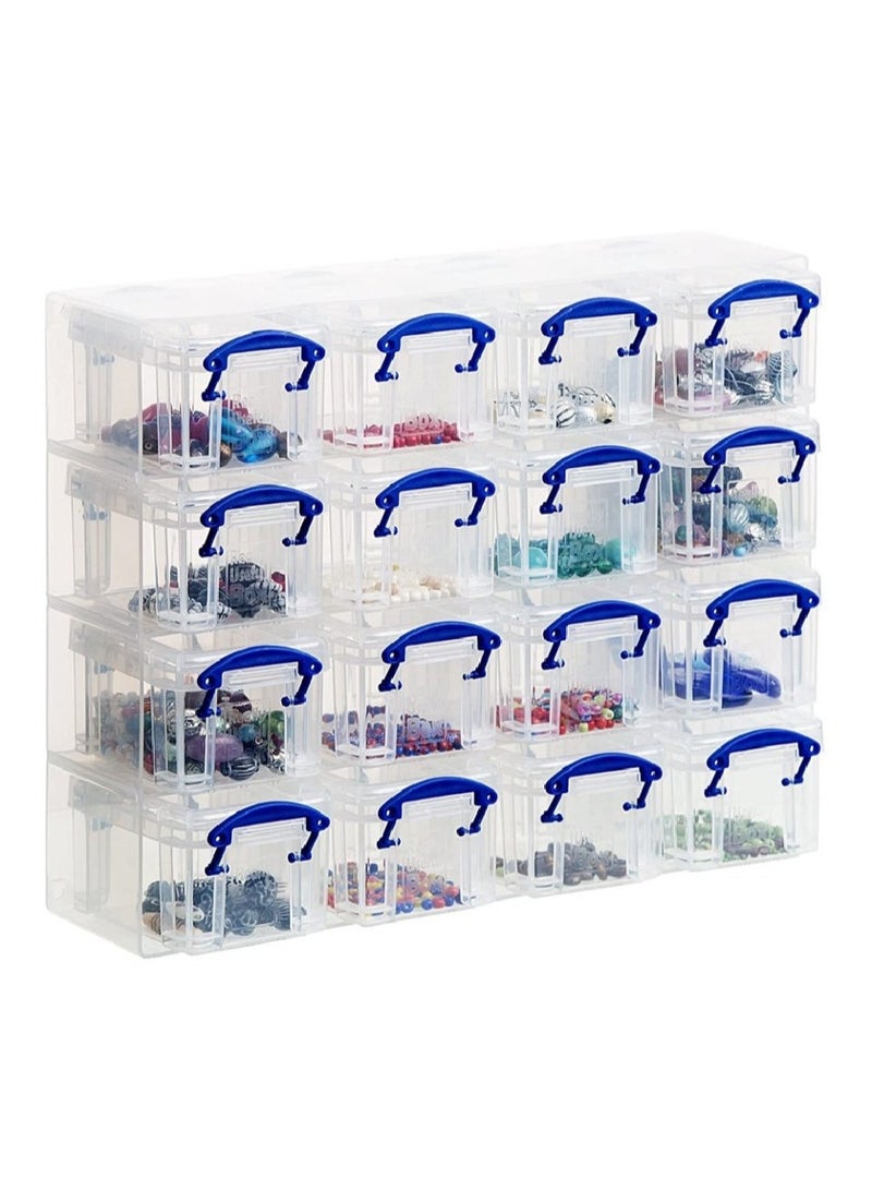 Really Useful Box Organizer – 16 x 0.14L Mini Clear Storage Boxes in Clear Tray, Small Parts Organizer - Image 4