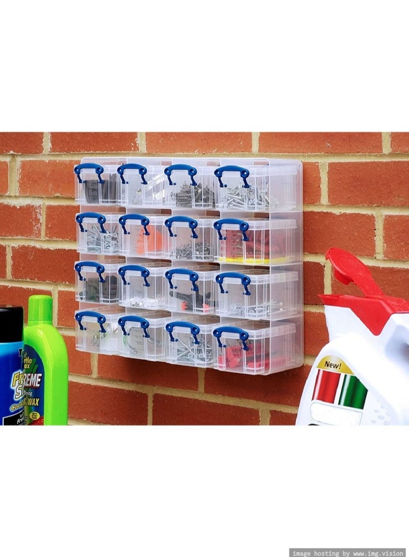 Really Useful Box Organizer – 16 x 0.14L Mini Clear Storage Boxes in Clear Tray, Small Parts Organizer - Image 5