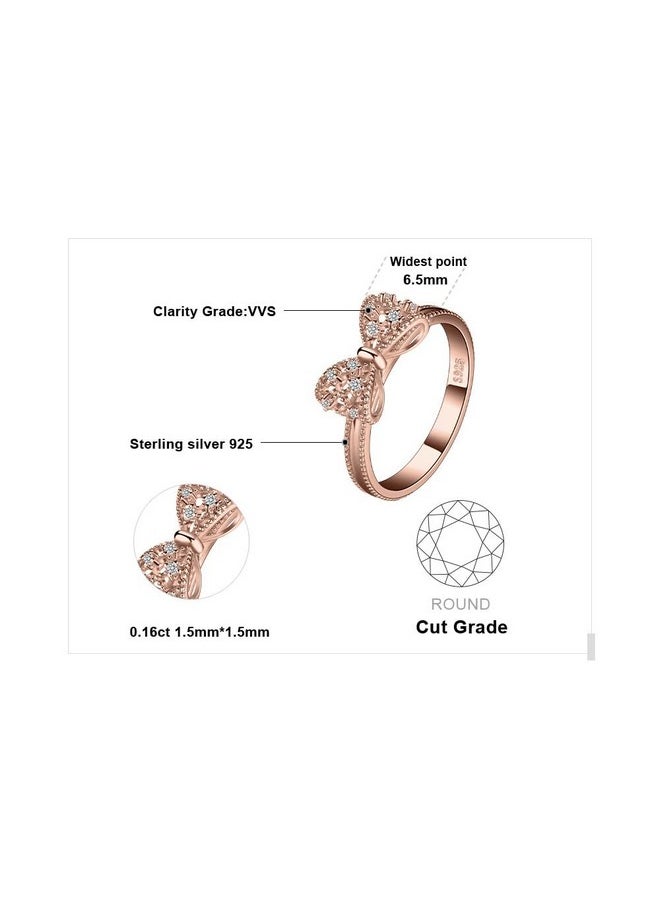 JewelryPalace - 14K Rose Gold Plated 925 Sterling Silver Rings For Women, Cubic Zirconia Promise Rings For Her, Stackable Wedding Bands Rings For Women Bow Stacking Ring Sets Size 8 - Image 1
