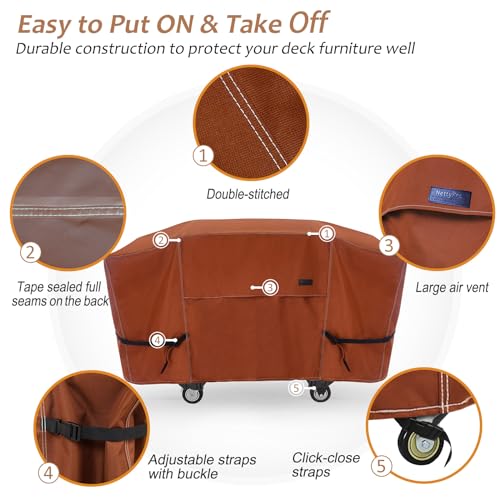 NettyPro Griddle Cover for Blackstone 36 inch Griddle Waterproof Heavy Duty 4 Burner Flat Top Gas Grill Cover for Blackstone 36" Griddle Cooking Station and Camp Chef FTG600, Brown - Image 4