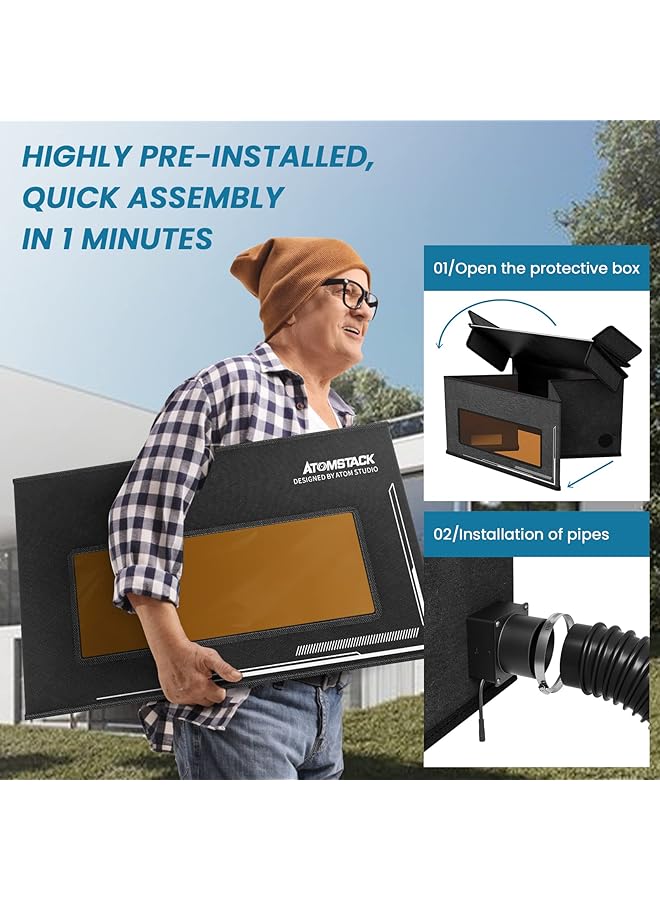 erorex Fb2 Protective Box For Laser Engraving Machine Housing Dustproof Cover Full Eye Protection Fireproof Dustproof Quick Assembly With 2 M Smoke Exhaust Pipe Stretch 750 X 750 Mm - Image 2