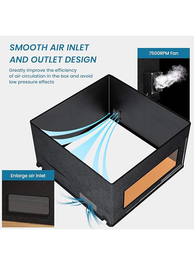 erorex Fb2 Protective Box For Laser Engraving Machine Housing Dustproof Cover Full Eye Protection Fireproof Dustproof Quick Assembly With 2 M Smoke Exhaust Pipe Stretch 750 X 750 Mm - Image 4