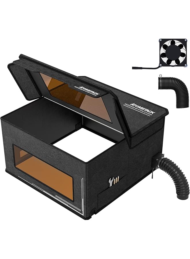 erorex Fb2 Protective Box For Laser Engraving Machine Housing Dustproof Cover Full Eye Protection Fireproof Dustproof Quick Assembly With 2 M Smoke Exhaust Pipe Stretch 750 X 750 Mm - Image 1