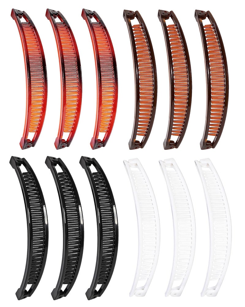 12 Pieces Banana Clip Classic Clincher Combs for Women 90s Banana Clips Styling Hair Accessories Vintage Grip Comb for Fishtail Hair Fish Shape Ponytail Holder