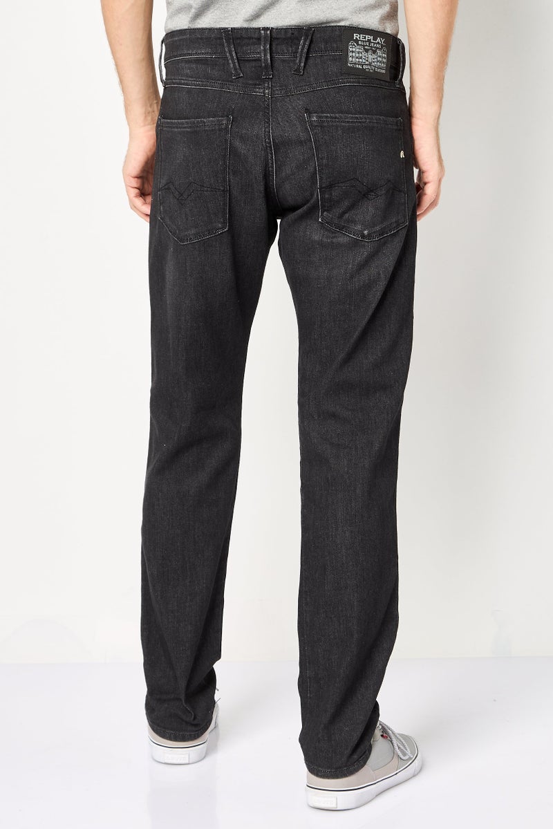 Replay Men Slim Fit Washed Stretchable Jeans, Black - Image 4