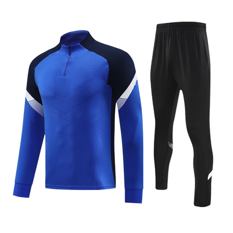Generic Autumn and winter fleece-lined half zipper pullover long sleeve training clothes suit childrens football appearance clothes running sportswear generation hair Blue (regular style) 