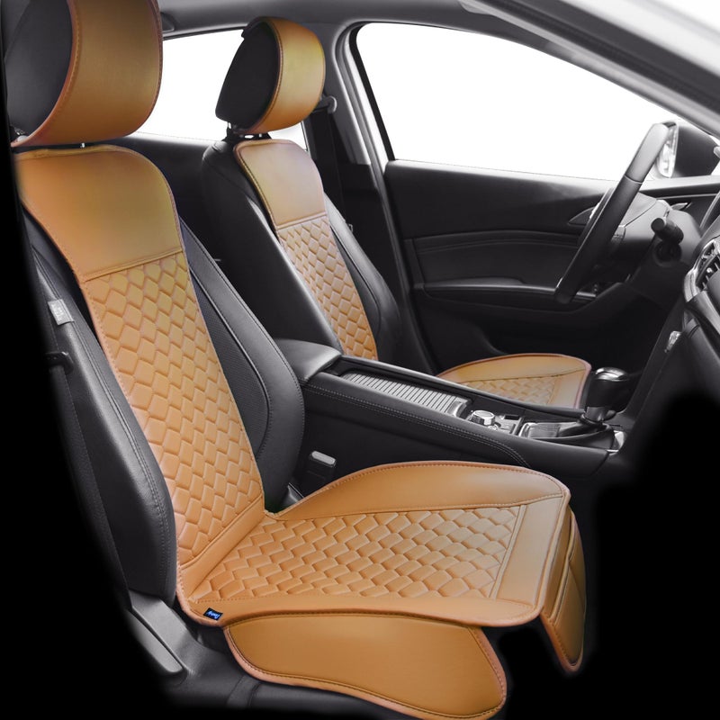 Elantrip 2PCs Front Car Seat Covers Leather Car Seat Protector Universal fit for Most Cars SUVs and Trucks Water Proof Seat Protector Whiskey Color - Image 1