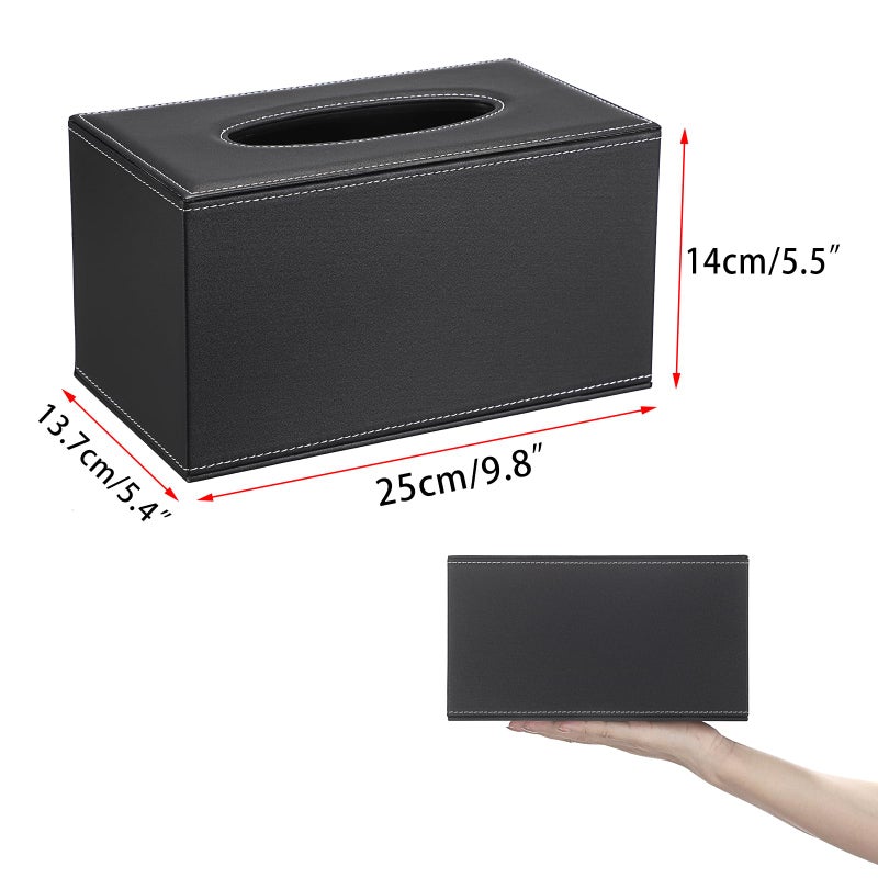 Sumnacon Tissue Box Cover Rectangle Leather Tissue Box with Magnetic Bottom,PU Tissue Box Holder Decorative Black Tissue Cover for Bathroom Toilet Bedroom Kitchen Office Table Desk, Large - Image 4