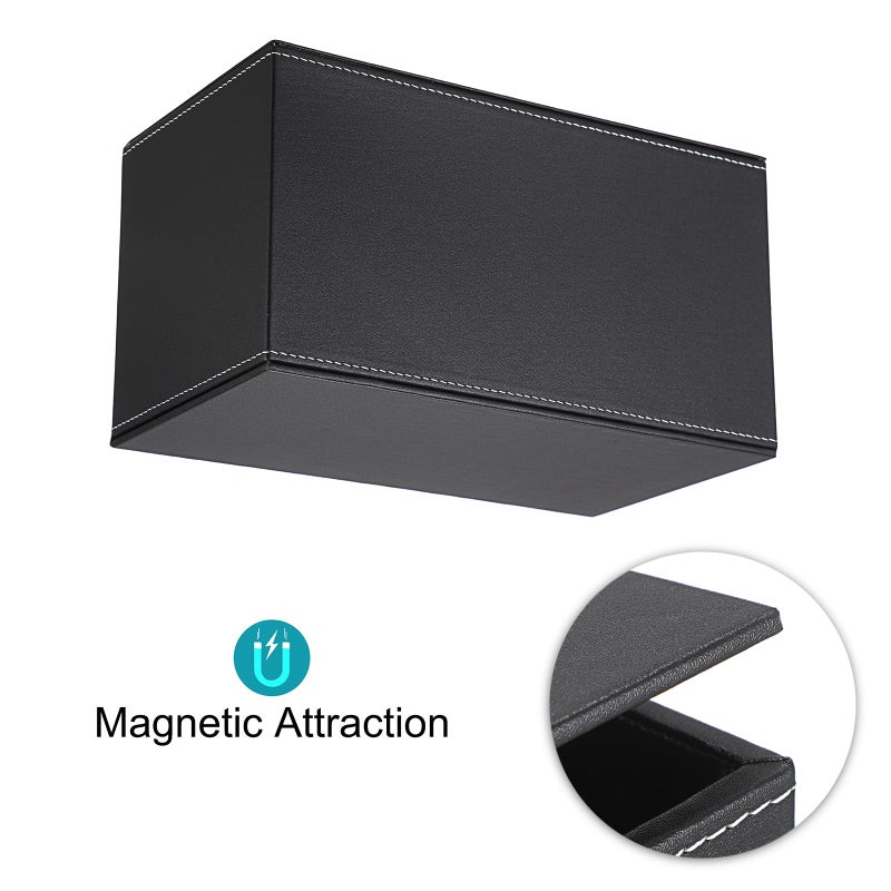 Sumnacon Tissue Box Cover Rectangle Leather Tissue Box with Magnetic Bottom,PU Tissue Box Holder Decorative Black Tissue Cover for Bathroom Toilet Bedroom Kitchen Office Table Desk, Large - Image 5