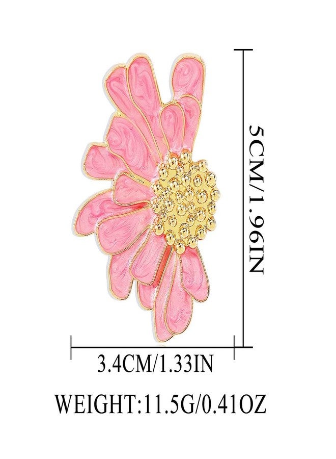 Aksod Pink Flower Stud Earrings for Women Big Floral Earrings Stud Large Pink Daisy Earrings Bohemian Summer Trendy Valentine's Day Earrings Jewelry for Women (Pink) - Image 5