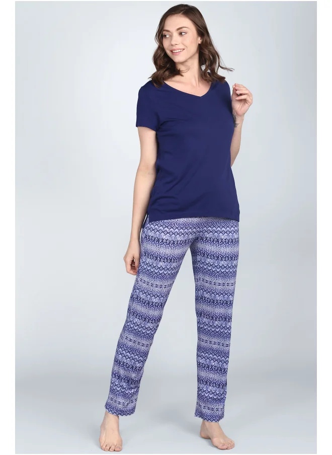 نسيسيرا Royal Blue V-Neck Pajama Set