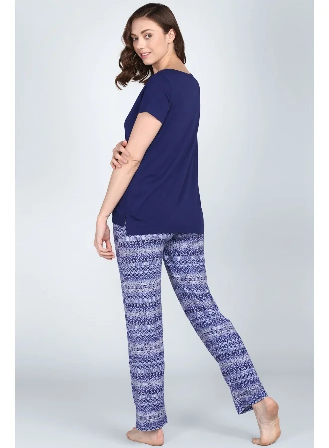 NeceSera Royal Blue V-Neck Pajama Set