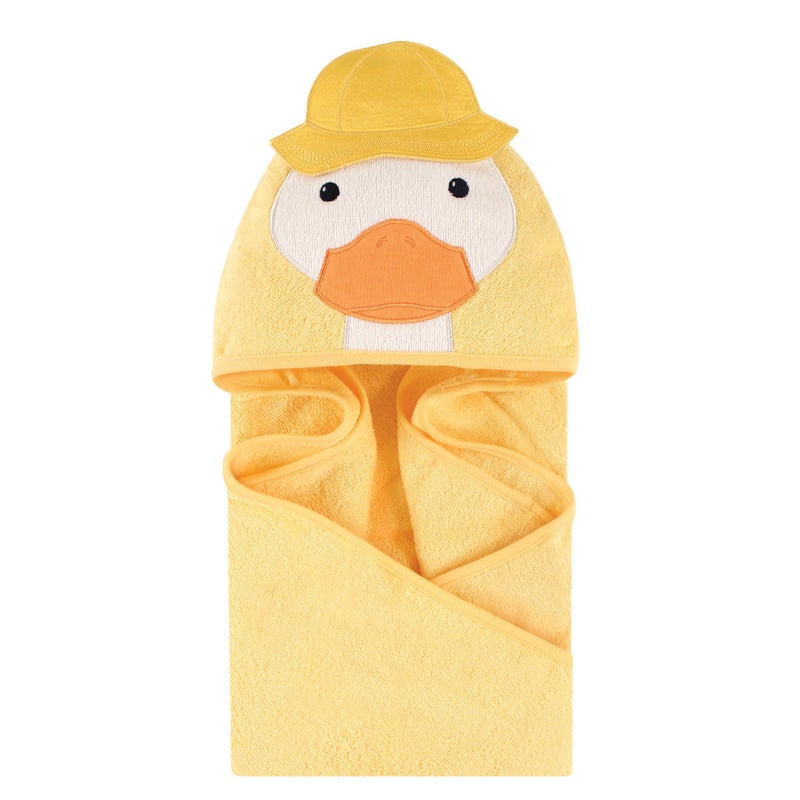 Little Treasure Unisex Baby Cotton Animal Face Hooded Towel, Duck, One Size - Image 2