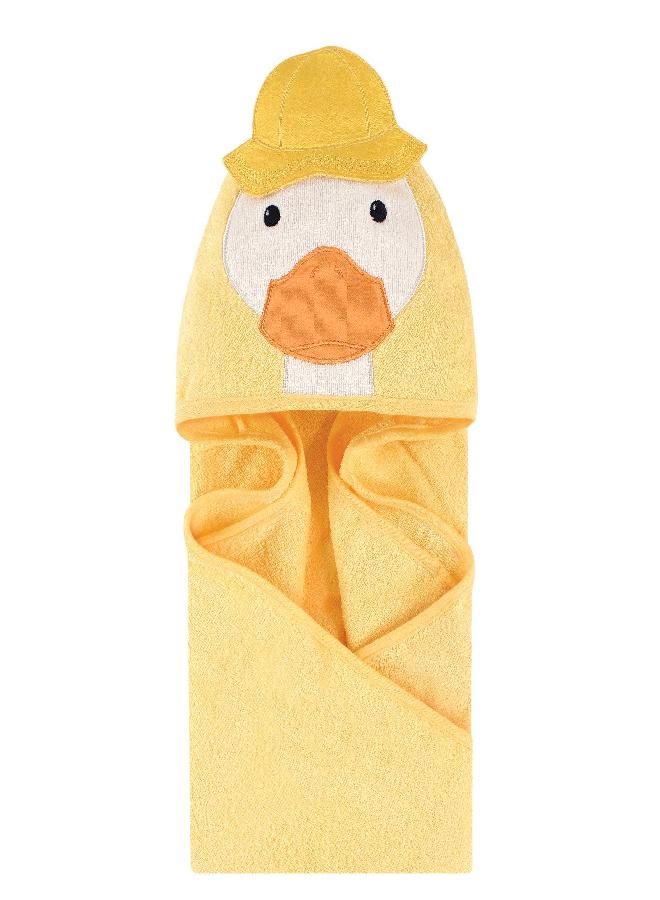 Little Treasure Unisex Baby Cotton Animal Face Hooded Towel, Duck, One Size - Image 4