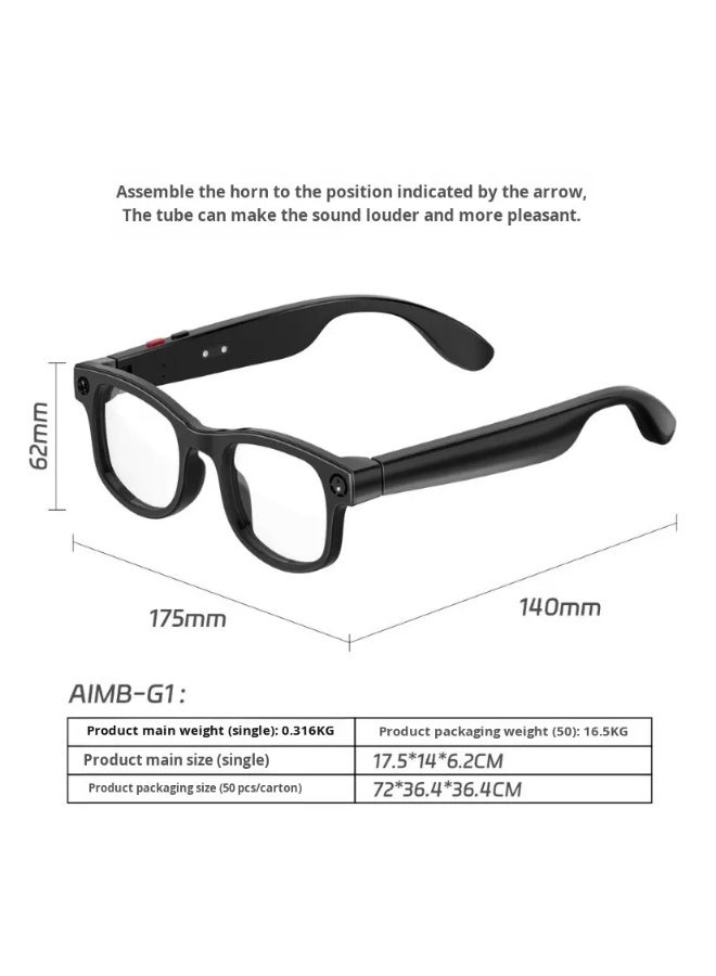 BlueFire Smart AI Translation Glasses with Dual Cameras | 1080P HD Video Recording | Real-Time Language Translation | Voice Assistant | App Control | Magnetic Charging | Business & Travel Smart Eyewear - Image 4
