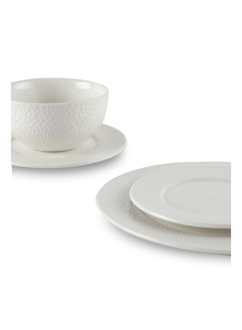 ايست من نون طقم عشاء بورسلين من ١٨ قطعة بتصميم عصري منقوش | يكفي لستة أشخاص | آمن للاستخدام في غسالة الأطباق والميكروويف - Image 3