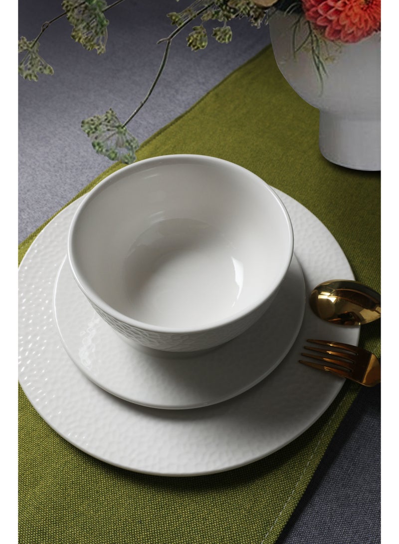 ايست من نون طقم عشاء بورسلين من ١٨ قطعة بتصميم عصري منقوش | يكفي لستة أشخاص | آمن للاستخدام في غسالة الأطباق والميكروويف - Image 5