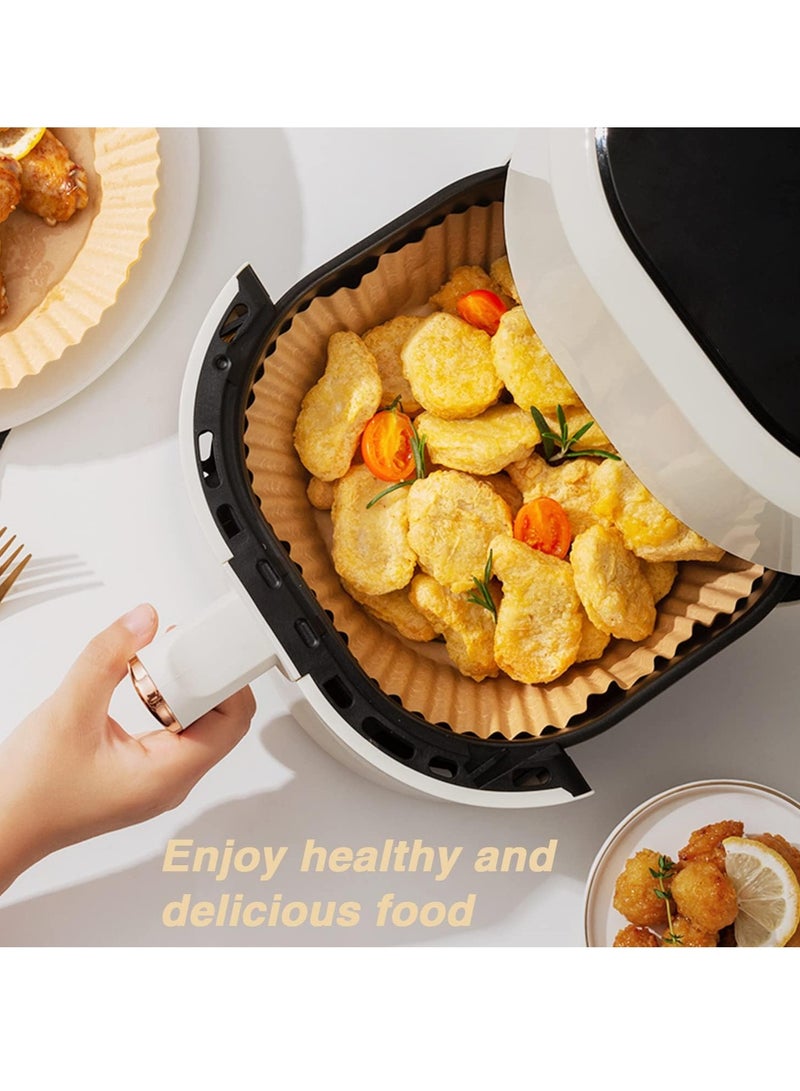 Air Fryer Paper Mats 9 Inch, 100 Pieces Non-stick Parchment Paper, Greaseproof, Disposable Food Grade Unbleached Paper Round for 5-10 Quart Air Fryer Baking Microwave