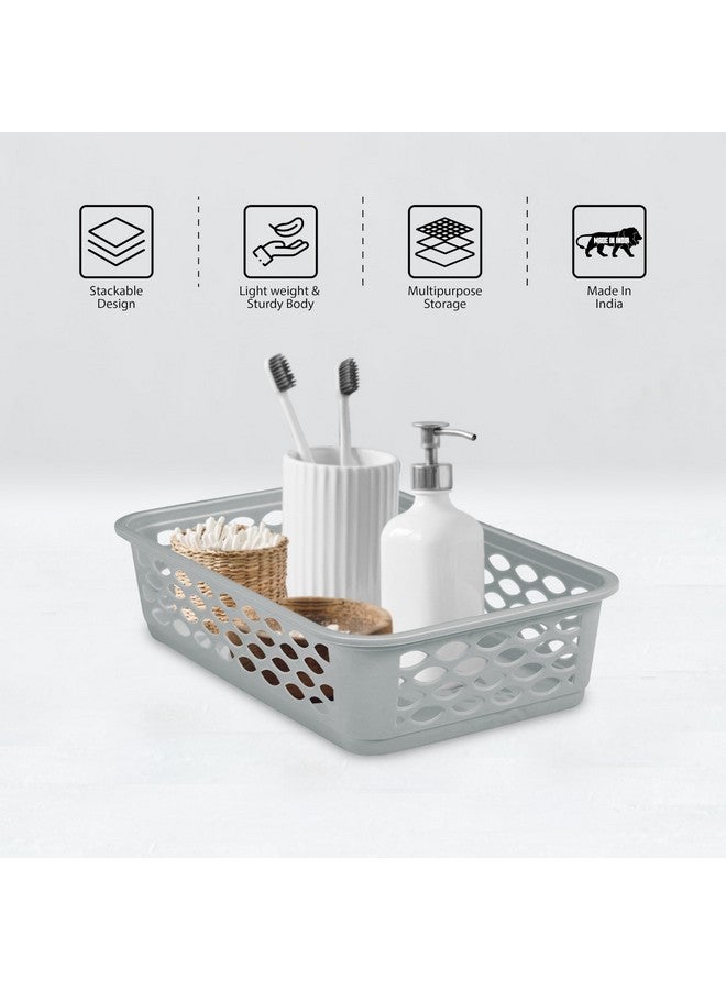 RATAN PLASTICWARE صينية ديانا مستطيلة من راتان بلاستيك - متوسطة (عبوة من 6) تخزين بلاستيكي للمكتب سلة/منظمات للأدوات المكتبية، المجوهرات، الأدوات، المطبخ، المكتب - بني فاتح / رمادي دايسو / بيج ملتوي - Image 3