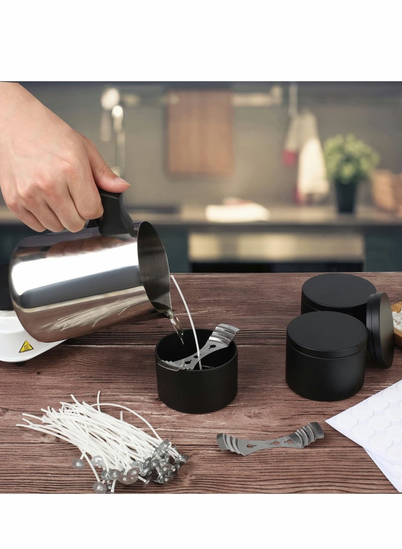 SYOSI ٢٤ قطعة علب شموع لصنع الشموع بكميات كبيرة ٨ أونصات برطمانات شموع علب معدنية لصنع الشموع  - Image 4