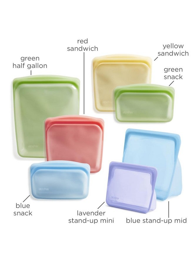 Stasher Premium Silicone Reusable Food Storage Bags, 7-Pack, Rainbow, Multi-Use Food Storage Bags, Lunch Bag, Travel Containers, BPA Free, Leak-free, Dishwasher-Safe, Eco-friendly - Image 5