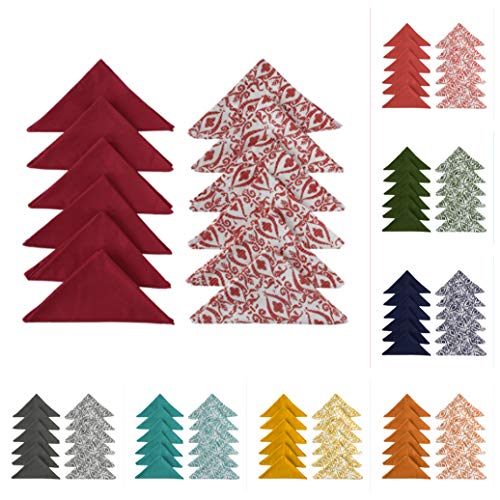 Dekor World Cotton Yellow Abstract Printed and Solid Napkin Set (Pack of 12) - Image 4