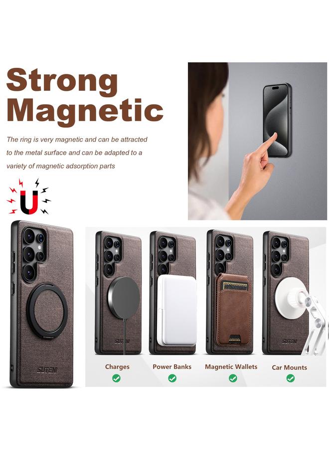 Suteni Case For Samsung Galaxy S24 Ultra 5G G3 Oil Wax 360 Rotation Holder MagSafe Back Phone Case - Image 5