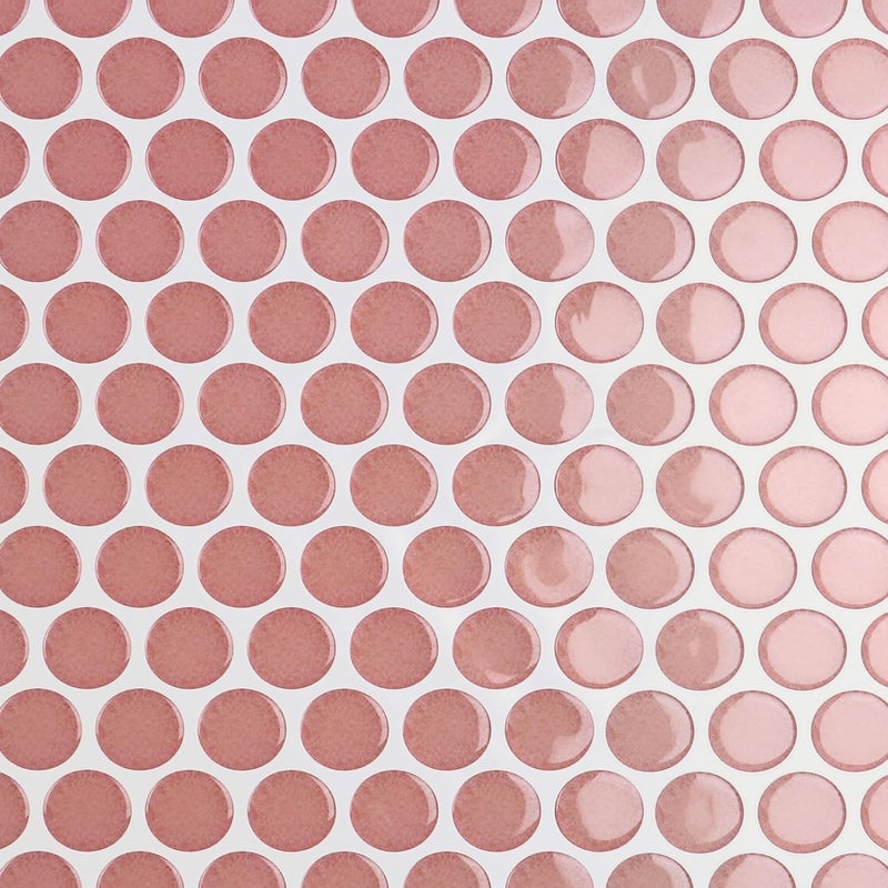 CRE8TIVE 16 Sheets Peach Pink Backsplash Tile for Kitchen Peel and Stick Penny Round Mosaic Wall Tiles Waterproof 12"x12" Self Adhesive Stick on Backsplash Tile Stickers for Bathroom Laundry Room Wall - Image 1