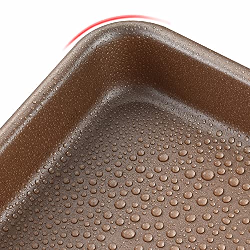 wolpin Non Stick Baking Tin Square Pan (22.5 x 22.5 x 4.5 CM) | Baking Tray for Microwave Oven Cake Brownie Bread | Durable Rose Gold Mould for Home Baking Essentials - Image 5