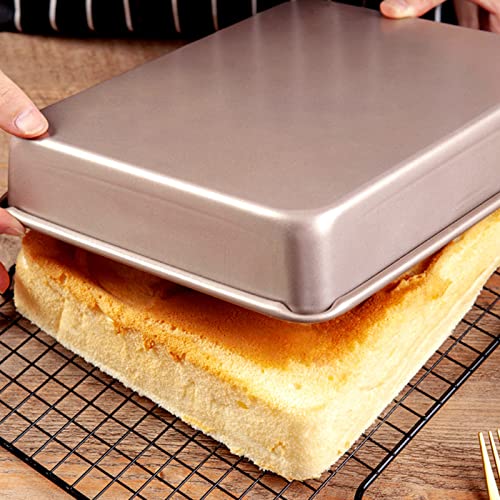 wolpin Non Stick Baking Tin Square Pan (22.5 x 22.5 x 4.5 CM) | Baking Tray for Microwave Oven Cake Brownie Bread | Durable Rose Gold Mould for Home Baking Essentials - Image 4