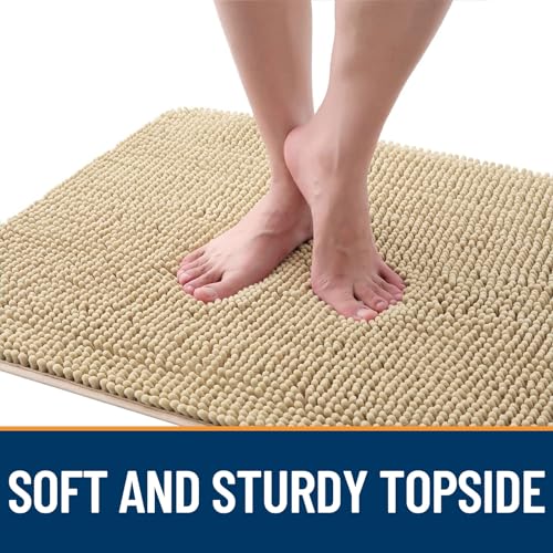 OLANLY Dog Door Mat for Muddy Paws 24x16, Absorbs Moisture and Dirt, Absorbent Non-Slip Washable Doormat, Quick Dry Chenille Mud Mat for Dogs, Entry Indoor Entryway Carpet for Inside Floor, Beige - Image 5
