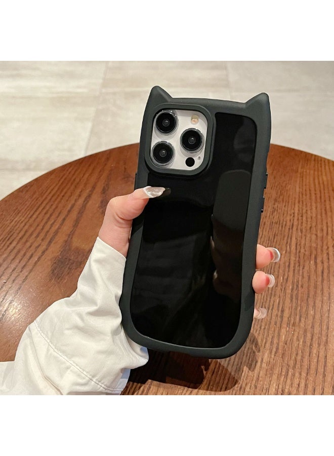 NIBEMINENT Cat Ears Protective TPU Case Cover For iPhone 14, Black - Image 1