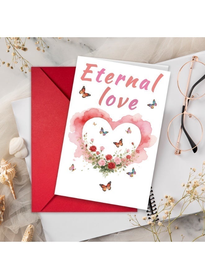 بطاقات تهنئة فارغة جميلة لعيد الحب والاستخدام اليومي -بطاقات "الحب الأبدي"، بطاقات عيد الحب، بطاقات الحب، بطاقات الشكر، بطاقات الذكرى السنوية، بطاقات الزفاف، بطاقات الرومانسية، بطاقات الحب، مناسبة للزوجات والأزواج والصديقات والأصدقاء -7"x4.7" (18"x12 سم) - Image 2