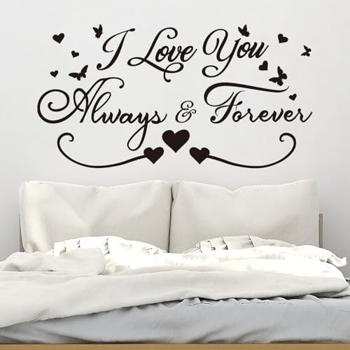 AnFigure Love Quotes Wall Stickers: Inspirational Vinyl Art Couples Wall Decals for Home Bedroom Bathroom Living Room - I Love You Always & Forever 21"X11" - Image 1