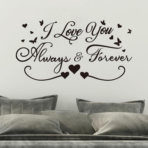 AnFigure Love Quotes Wall Stickers: Inspirational Vinyl Art Couples Wall Decals for Home Bedroom Bathroom Living Room - I Love You Always & Forever 21"X11" - Image 5