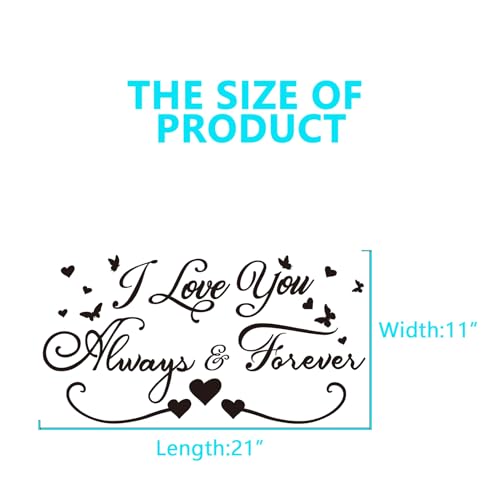 AnFigure Love Quotes Wall Stickers: Inspirational Vinyl Art Couples Wall Decals for Home Bedroom Bathroom Living Room - I Love You Always & Forever 21"X11" - Image 3