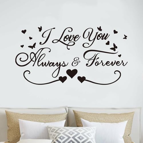 AnFigure Love Quotes Wall Stickers: Inspirational Vinyl Art Couples Wall Decals for Home Bedroom Bathroom Living Room - I Love You Always & Forever 21"X11" - Image 4