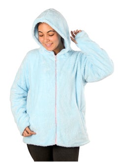 snooze Snooze Home Wear Jacket With Hodi, Light blue  - Image 2