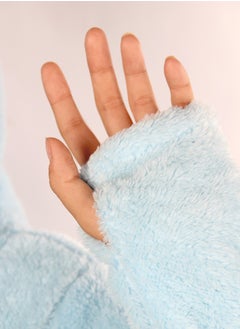 snooze Snooze Home Wear Jacket With Hodi, Light blue  - Image 3