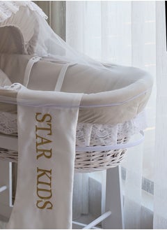 StarKids Baby Moses Basket Cradle With Rocking Stand, Light Brown  - Image 4