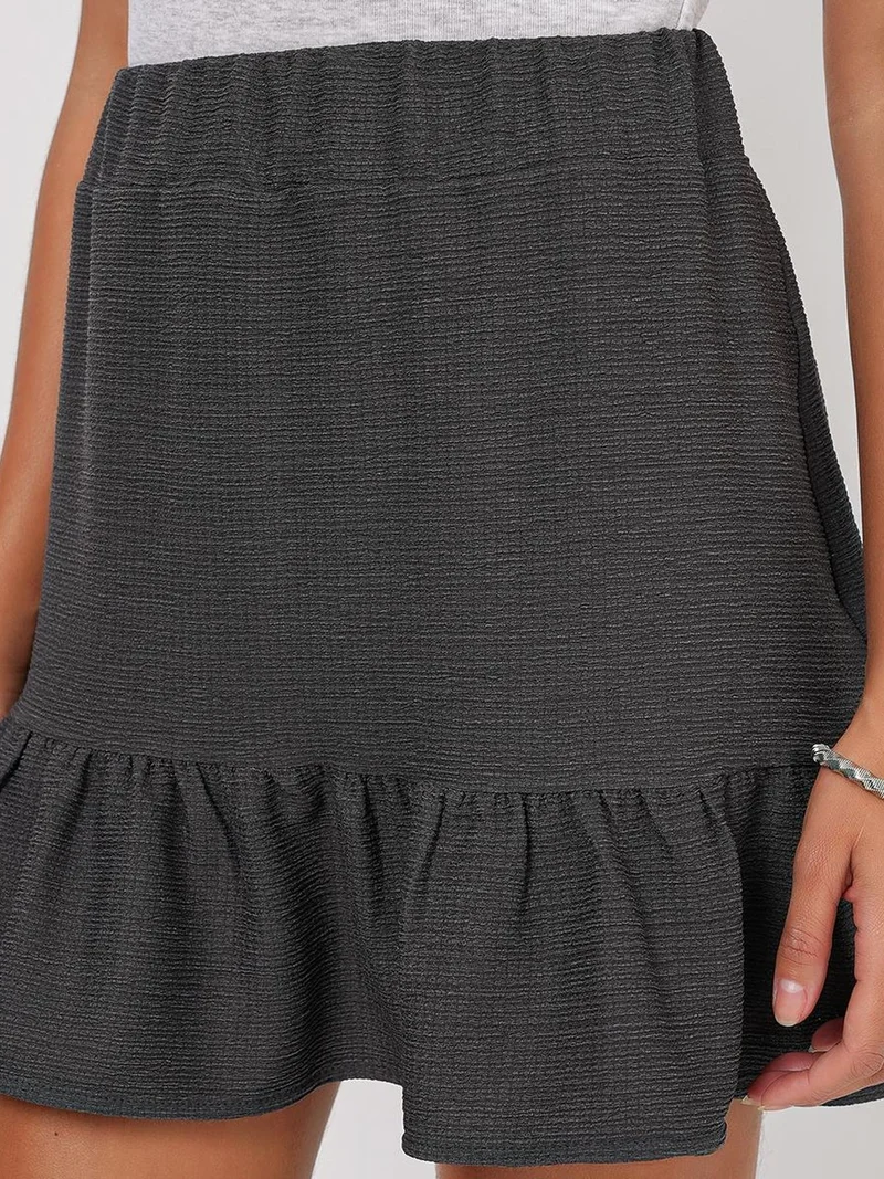 BIG DART BDART Textured Mini Knit Skirt with Ruffle Detail