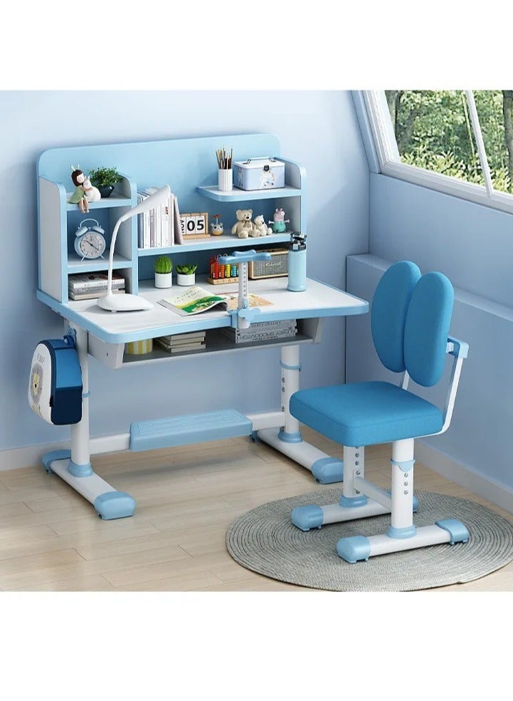 Generic Children's study desk, adjustable student writing and homework desk with bookshelf, desk and chair combination  - Image 1