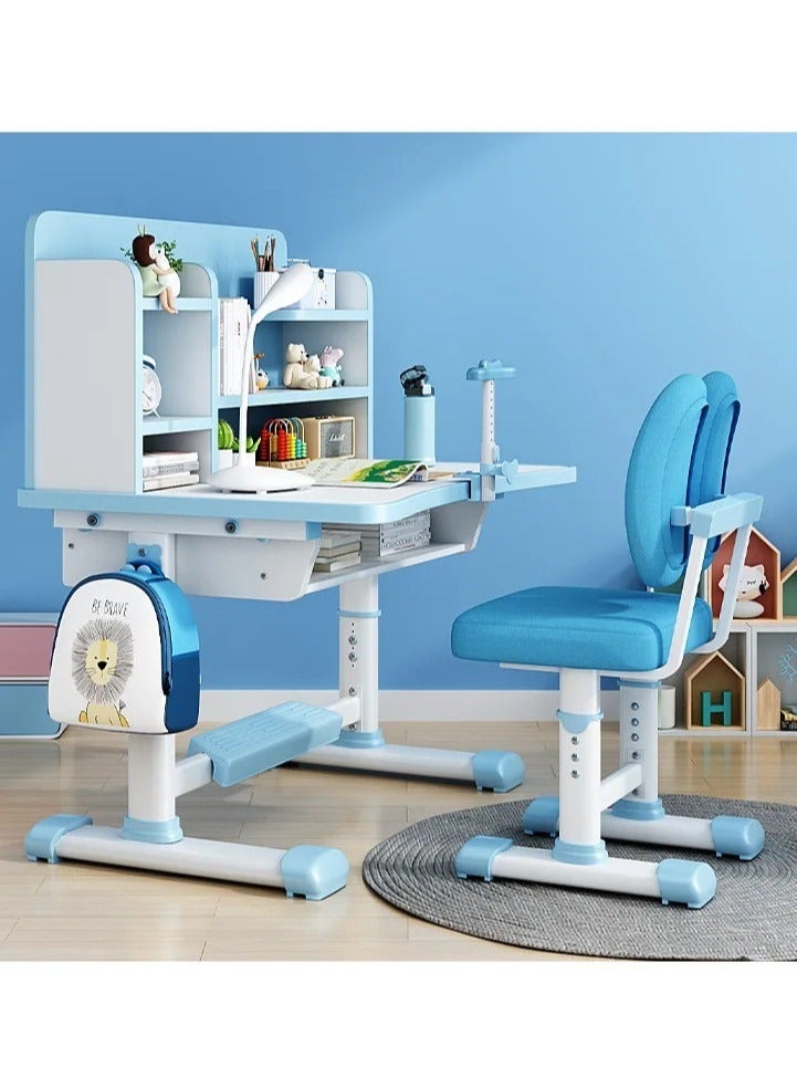 Generic Children's study desk, adjustable student writing and homework desk with bookshelf, desk and chair combination  - Image 4