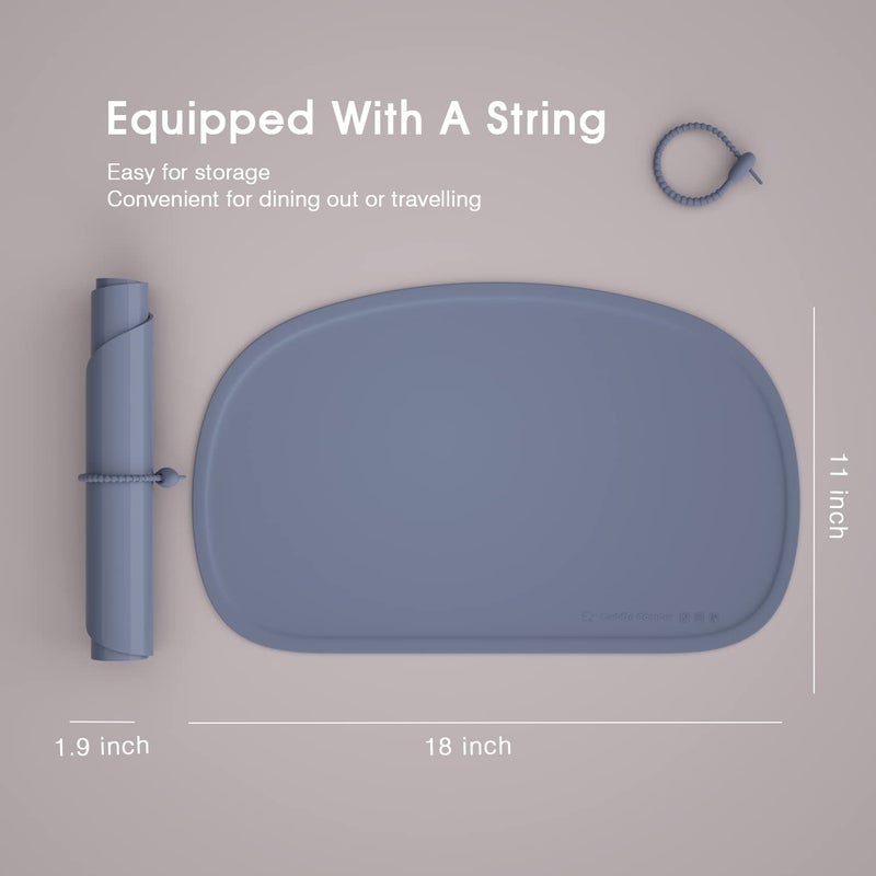 Cuddle Campus Silicone Placemat with Raised Edges for Kids,Toddlers,Babies, Non-Slip Table Setting Placemat for Dining,Come with String for Storage - Image 2