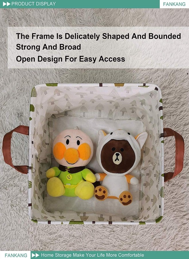 FANKANG Square Nursery Hamper Storage Bins Canvas Laundry Basket Foldable with Waterproof PE Coating Large Storage Baskets Gift Baskets for Children Office Bedroom ClothesToys (SquareGreen forest) - Image 5