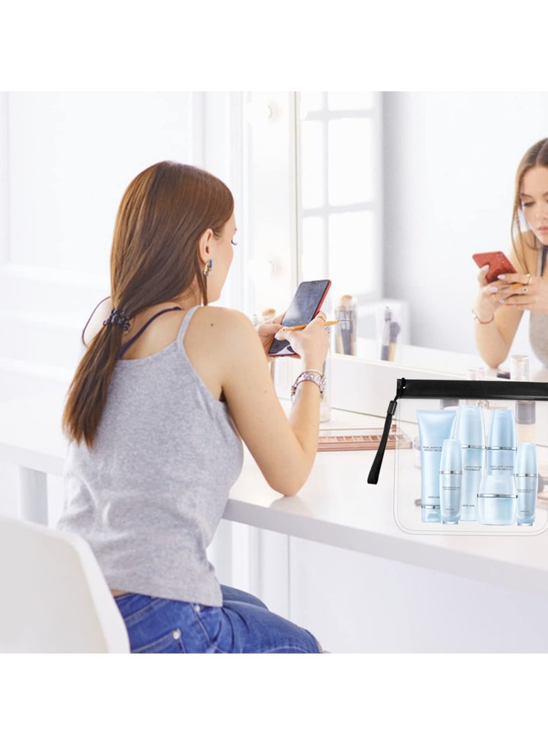 3 قطع حقائب أدوات التجميل للسفر مقاومة للماء، منظم مكياج مضاد للتسرب لأمن المطار، مثالي لجميع المسافرين (أسود) - Image 4