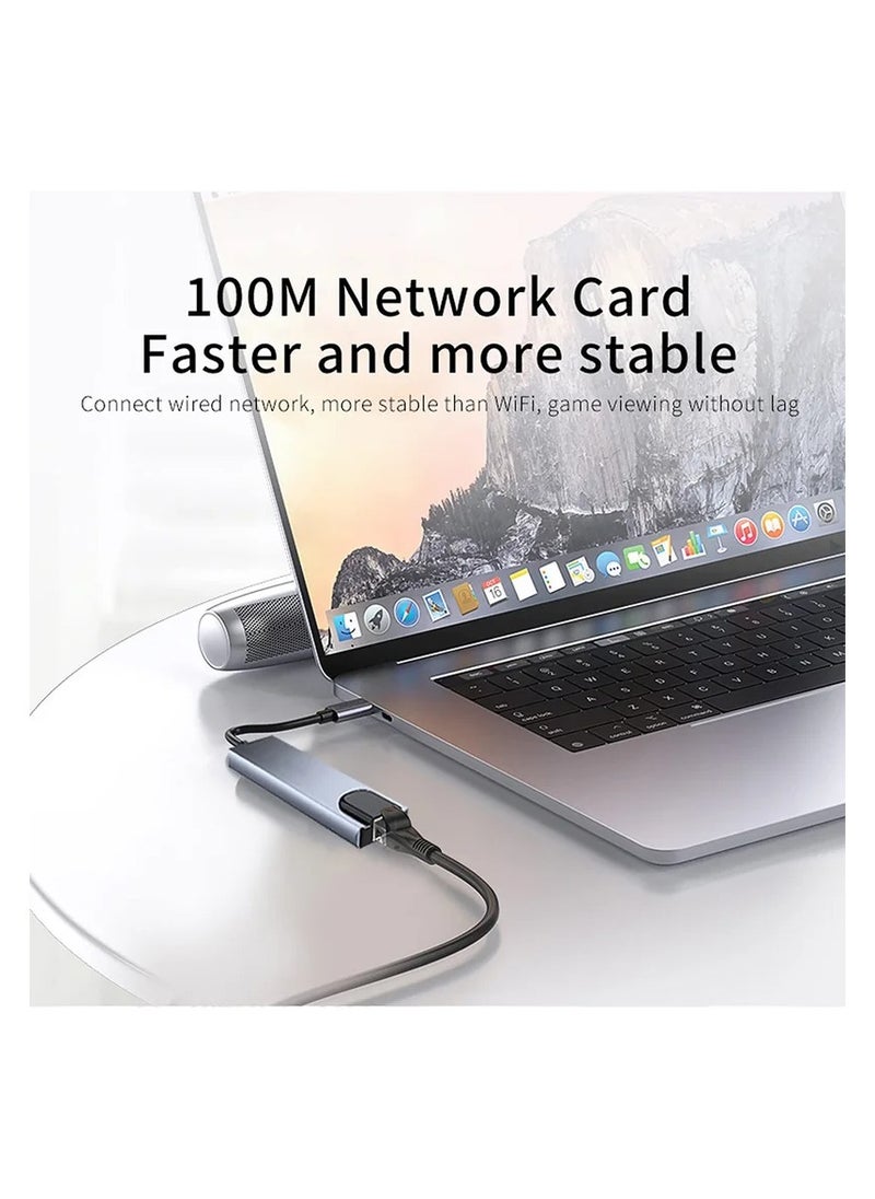 Raxoom USB C to HDTV 8 in 1 Adapter with RJ45, SD/TF Card Slots, USB 3.0 5Gbps Data Ports for MacBook Pro iPad Pro XPS  - Image 2